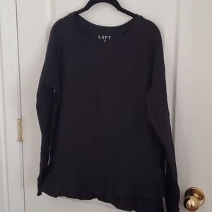 Black long sleeve bell ruffles blouse